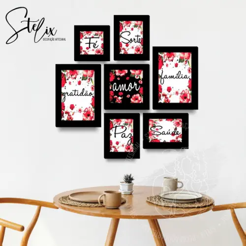 Quadros para Sala Floral Vermelho