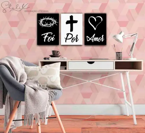 Kit Foi Por Amor -3 Placas Decorativas Médio