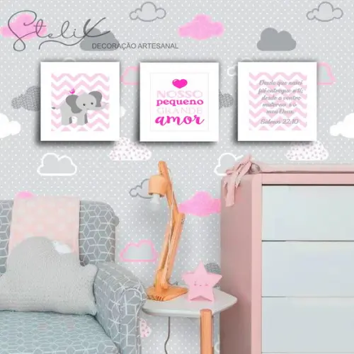 Kit Baby Elefantinho - 3 Placas Decorativas