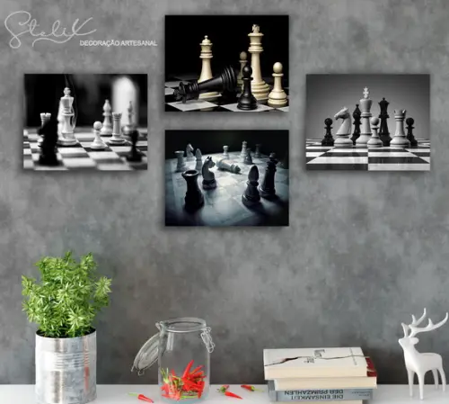 Kit Xadrez - 4 Placas Decorativas
