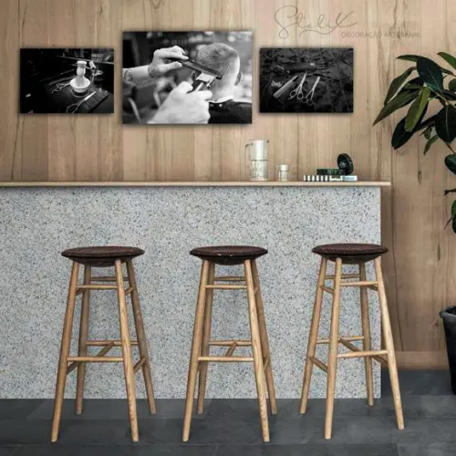 Kit Barbearia - 3 Placas Decorativas
