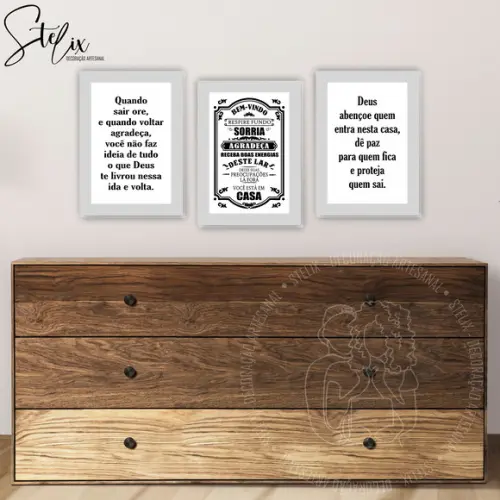 Kit Para Hall de Entrada - 3 Placas Decorativas