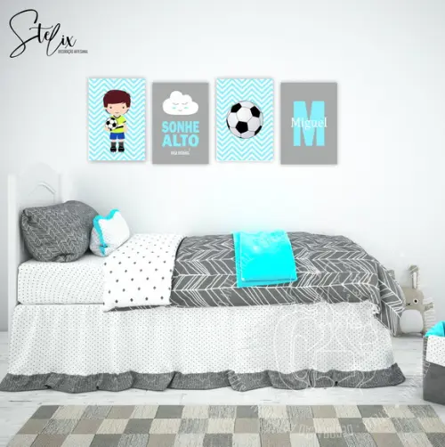 Kit Futebol Infantil - 4 Placas Decorativas