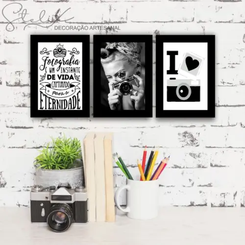 Kit 3 Placas Decorativas - Fotografia