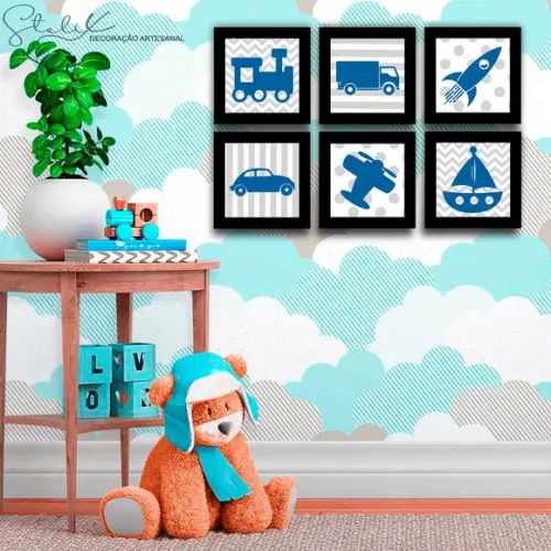 Kit 6 Placas Decorativa - Quarto Menino