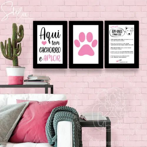 Kit 3 Placas Decorativas - Cachorro