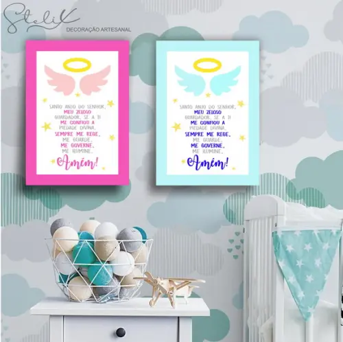 Placa Decorativa A4 - Santo Anjo do Senhor