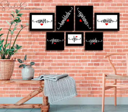 Kit 7 Placas Decorativas - Palavras