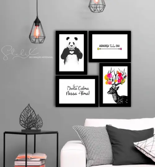 Kit 4 Placas Decorativas - Sala