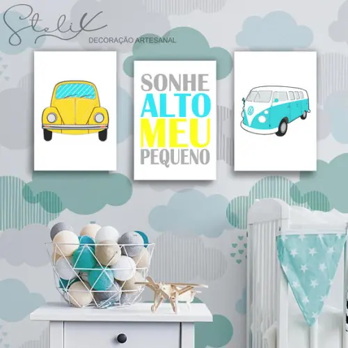 Kit Fusca Baby - 3 Placas Decorativas