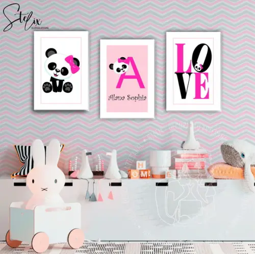 Kit Pandinha - 3 Placas Decorativas