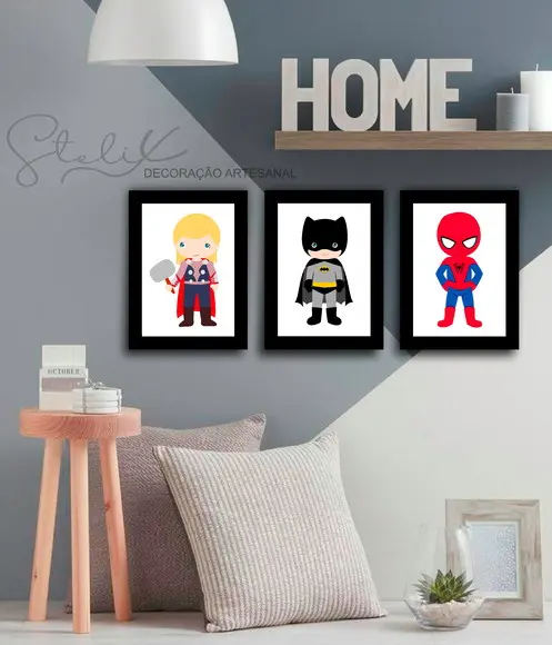 Kit Heróis Baby - 3 Placas Decorativas