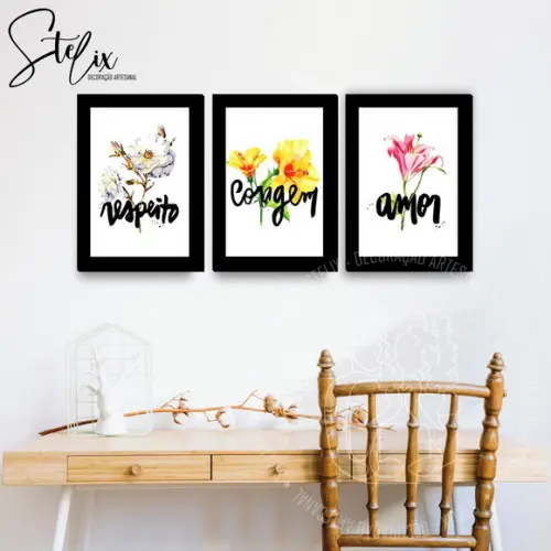 Quadros para Sala Amor, Respeito e Coragem