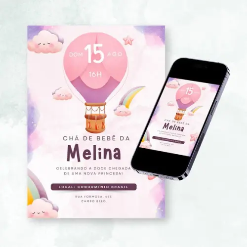 Convite Digital Chá de Bebê Menina