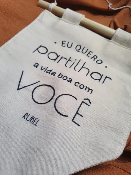 Flâmula Bordada à Mão Eu Quero Partilhar a Vida Boa com Você