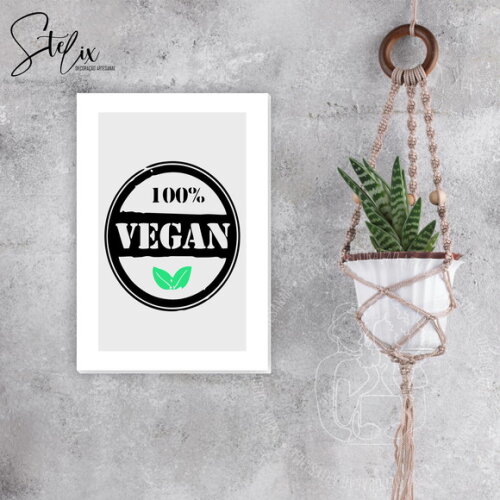 100% Vegan - Placa Decorativa A4