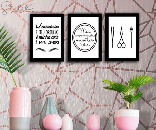 3 Placas Decorativas - Designer de Sobrancelhas