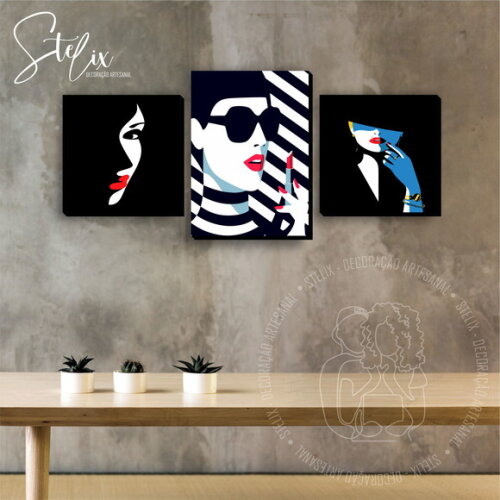 3 Placas Decorativas - Salão de Beleza