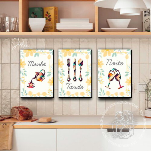 Decoração para Cozinha 3 Placas Decorativas