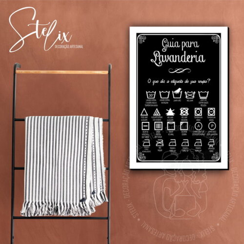 Guia Lavanderia Preto - Placa Decorativa A4