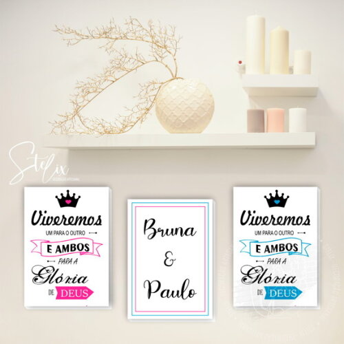 Kit 3 Placas Decorativas - Casal Cristão