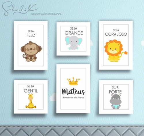 Kit 6 Placas Decorativa - Quarto Menino