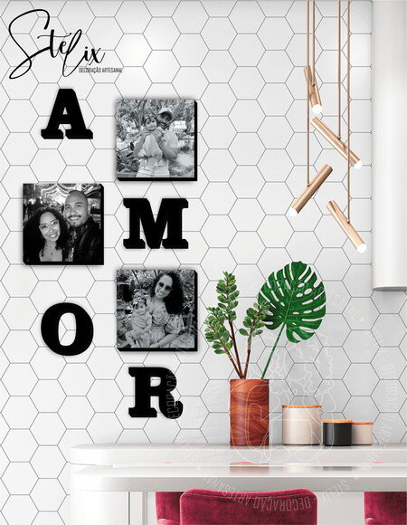 Kit Amor & Família (M) - 3 Placas Decorativas + 4 letras