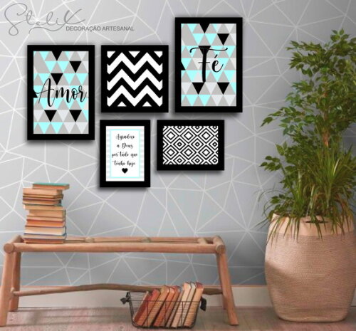 Kit Amor e Fé - 5 placas decorativas