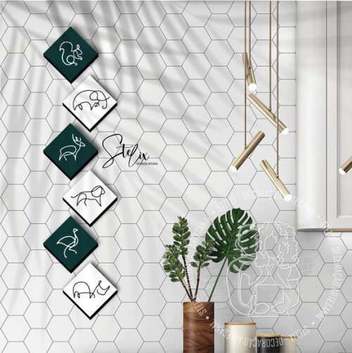 Kit Animais Minimalistas - 6 Placas Decorativas