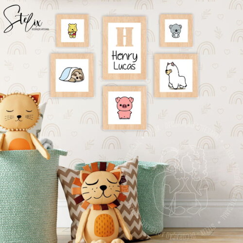 Kit Animaizinhos - 6 Placas Decorativas