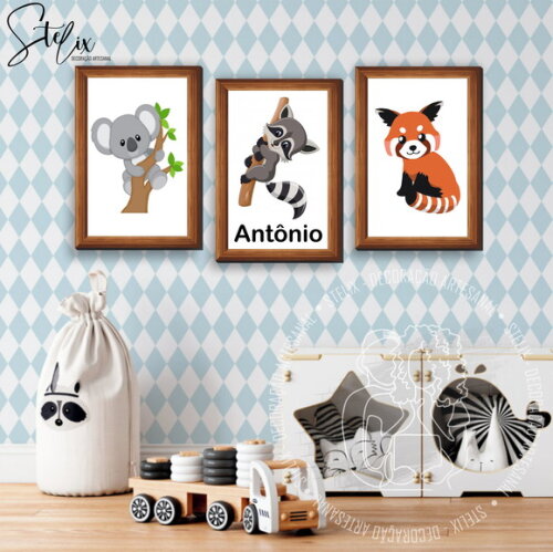 Kit Animalzinhos - 3 Placas Decorativas