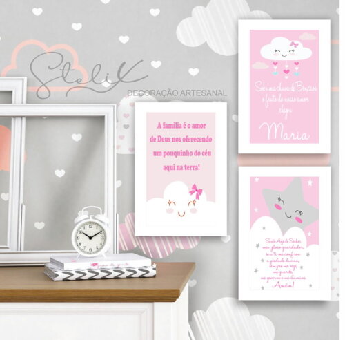 Kit Baby Nuvem - 3 Placas Decorativas