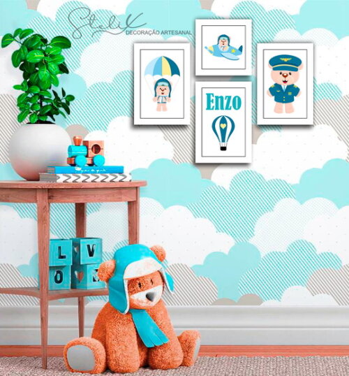 Kit Baby Urso - 4 Placas Decorativas