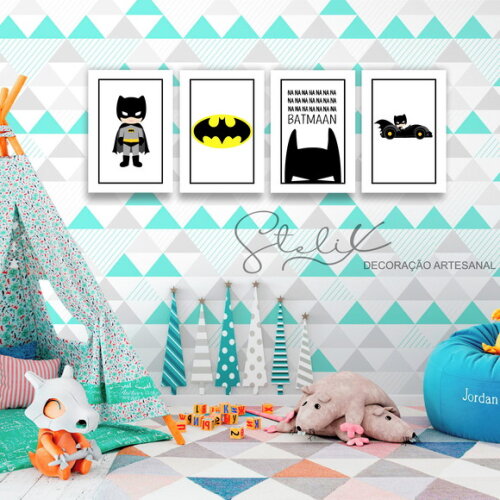 Kit Batman - 4 Placas Decorativas