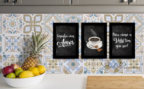 Kit Café e Cozinha - 3 Placas / Quadros Decorativos