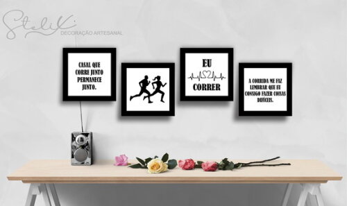Kit Casal Corredor - 4 Placas Decorativas Médias