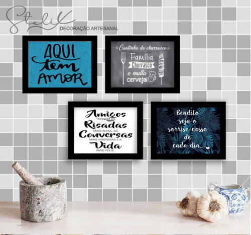 Kit Churrasco e Amigos - 4 Placas de MDF