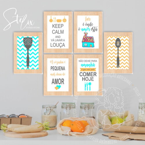 Kit Cozinha - 6 Placas Decorativas Médias
