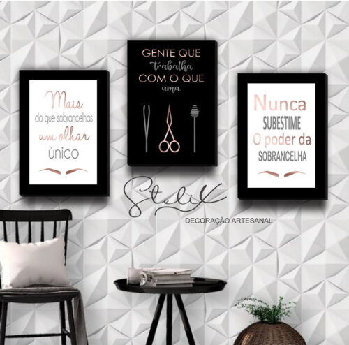 Kit Desig, de Sobrancelha Rosê - 3 Placas Decorativas Média