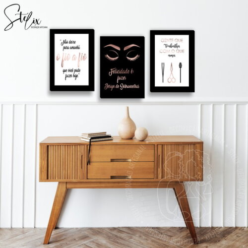 Kit Desig, de Sobrancelha Rosê - 3 Placas Decorativas Média