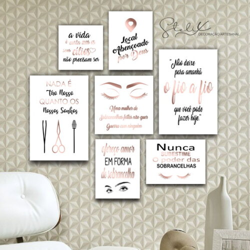 Kit Designer de Sobrancelha - 7 Placas / Quadros Decorativos