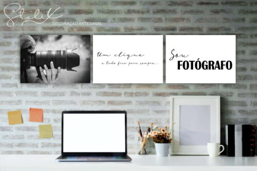 Kit Fotógrafo - 3 Placas Decorativas Médias