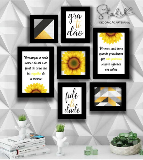 Kit Girassol - 7 Placas Decorativas Médias