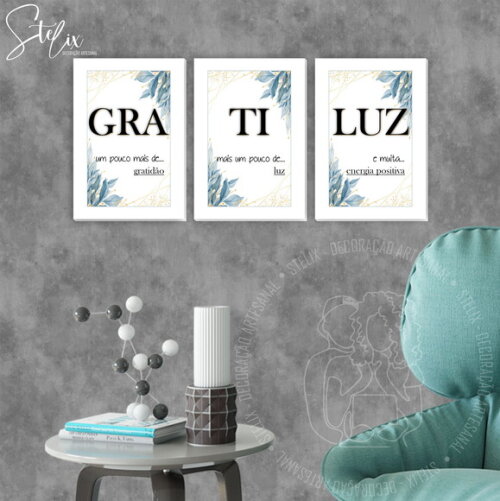 Kit Gratiluz- 3 Quadros Placas Decorativas