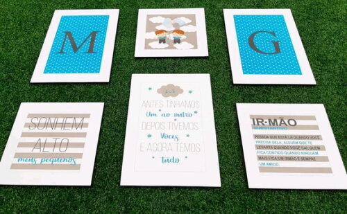 Kit Irmãos - 6 Placas Decorativas
