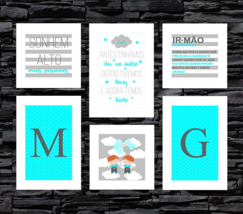 Kit Irmãos - 6 Placas Decorativas