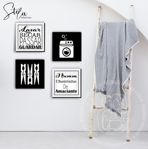 Kit Lavanderia - 4 Placas Decorativas