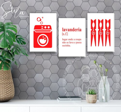 Kit Lavanderia - 3 Placas Decorativas