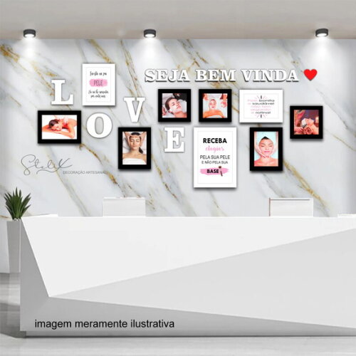 Kit Love Estética - 9 Placas Decorativas + 17 Letras