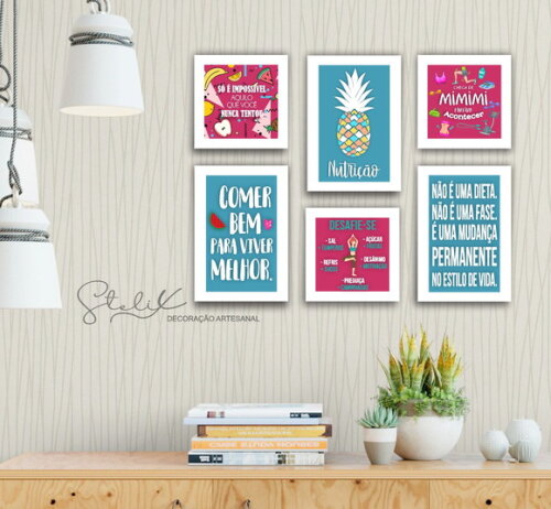 Kit Nutricionista Color - 6 Placas Decorativas